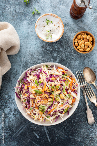 Asian cole slaw with peanut dressing photo