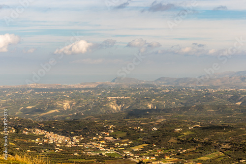 Landscape image of the countryside in Crete. A sunny day in December 2019, in the rural area of ​​Archanes from the top of mount Giouchtas(juchtas).