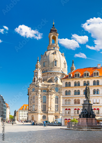 Historic Church of our Lady or Frauenkirche on the Neumarkt square in Dresden, Germany