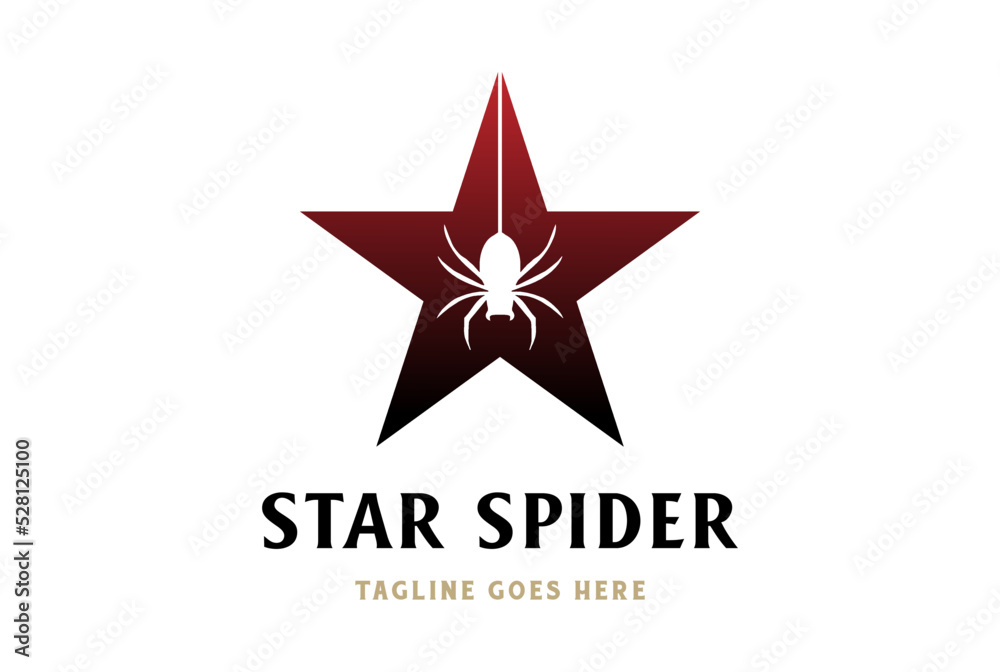Modern Hanging Spider Widow Tarantula Star Logo Design Vector