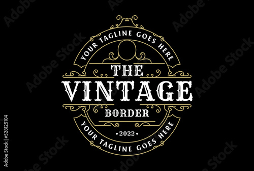 Round Vintage Retro Ornament Blank Border Frame Royal Badge Emblem Stamp Label Logo Design Vector