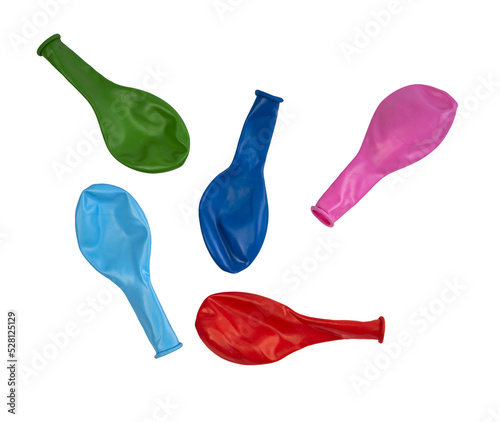 some colorful balloons deflated on a transparent background photo