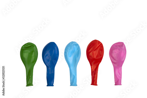 some colorful balloons deflated on a transparent background photo