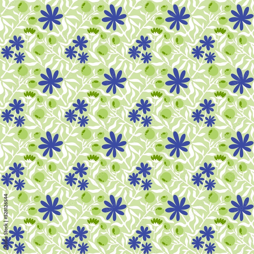 Floral spring summer seamless flower and berries pattern for wrapping paper and accessories and kids Floral spring summer seamless flower and berries pattern for wrapping paper and accessories and kids