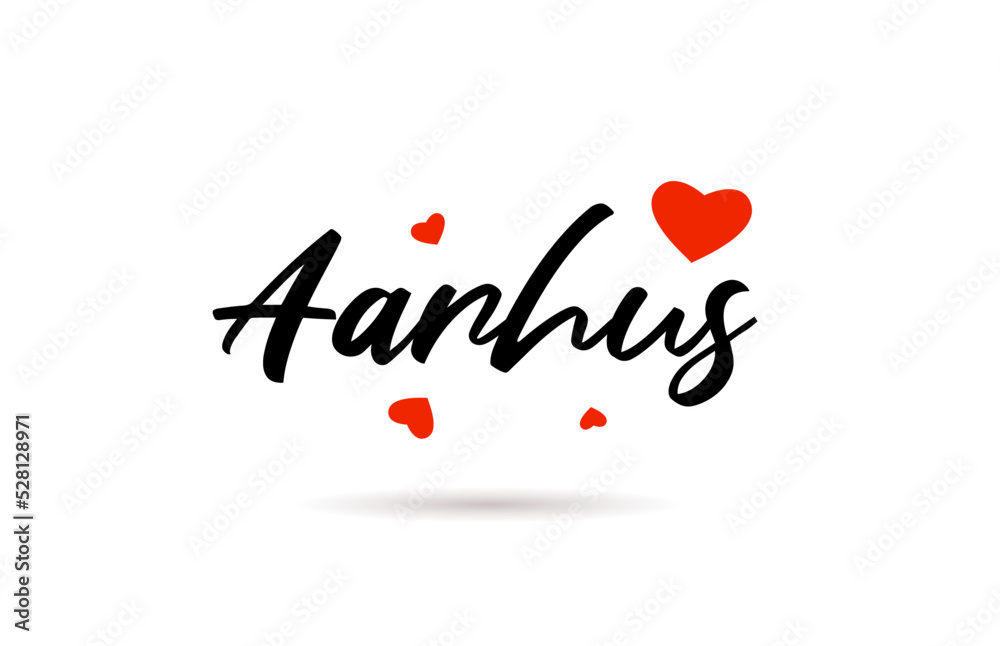 Aarhus handwritten city typography text with love heart