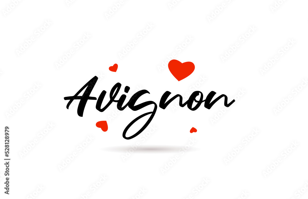 Avignon handwritten city typography text with love heart