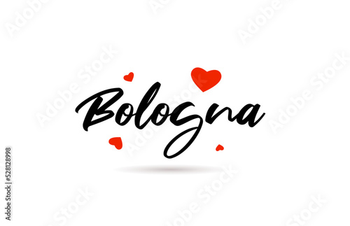 Bologna handwritten city typography text with love heart