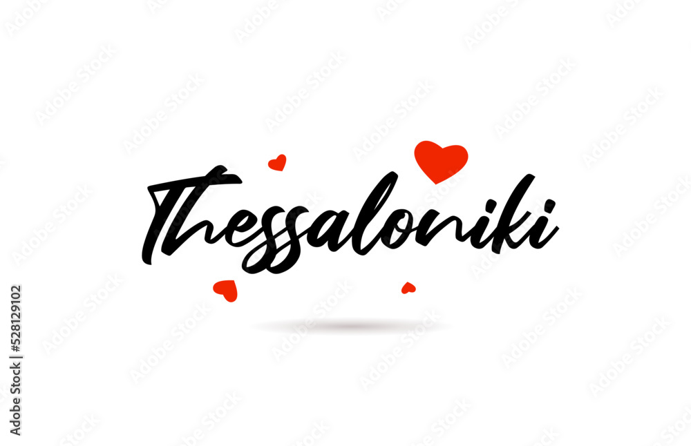 Thessaloniki handwritten city typography text with love heart