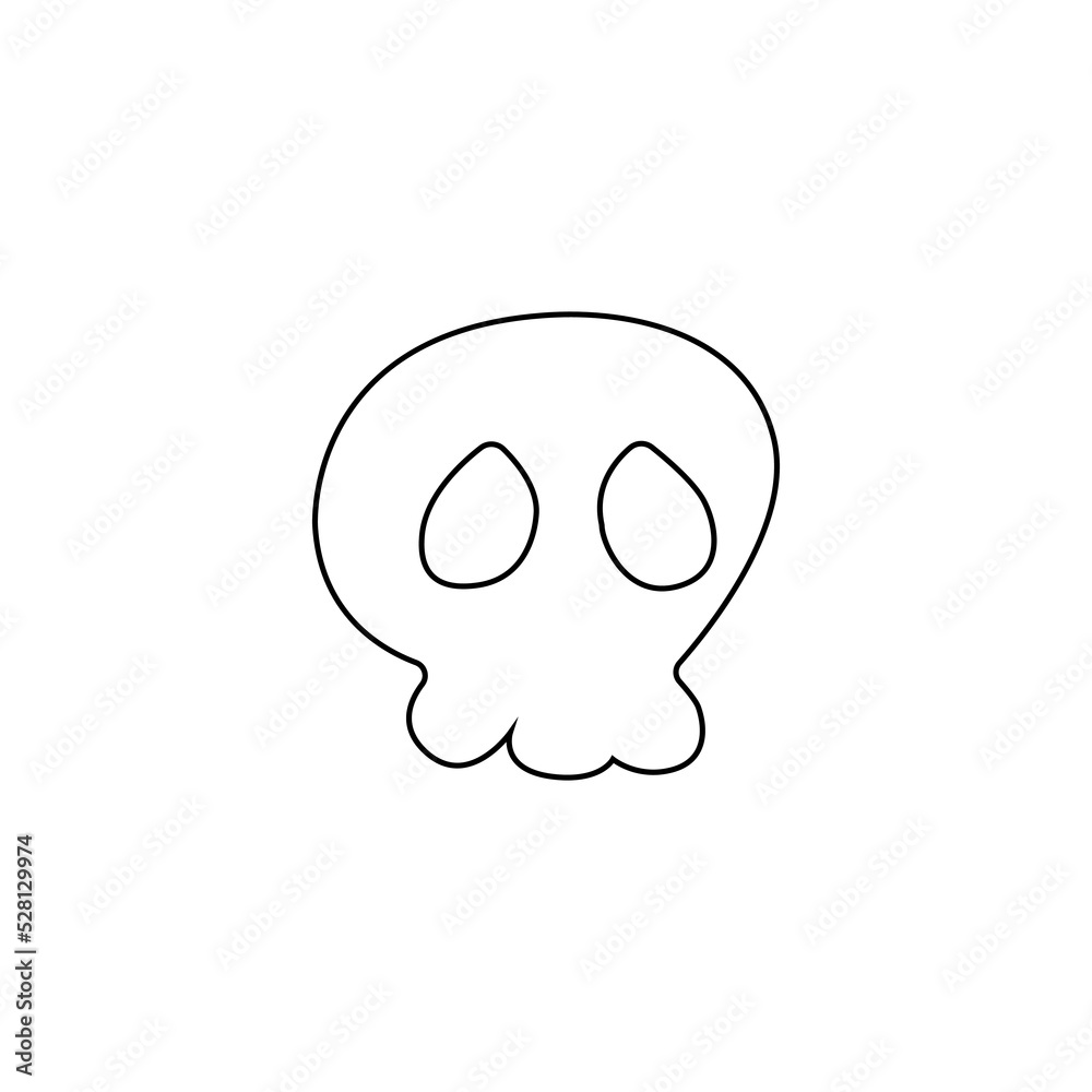 Hand Drawn Halloween Skull Outline