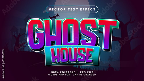 Ghost house editable text effect with flaying bats and castle background