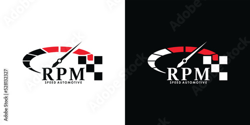speed rpm logo design for automotive with creative concept premium vector