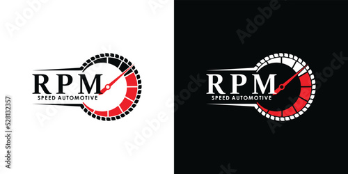 speed rpm logo design for automotive with creative concept premium vector