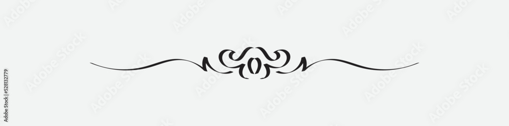 Obraz premium ornamental filigree flourish or thin divider. Classical vintage element, vector illustration