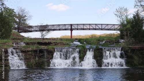 Pretty Water Lake Waterfall and Bridge