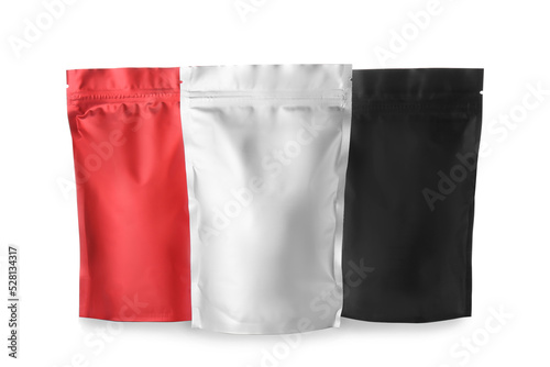 Different blank foil packages isolated on white