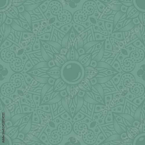 Boho style art editable seamless pattern. Indian headdress, bow, and arrow. Tone-on-tone seamless surface design. Art for stamping