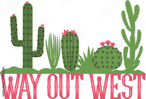 Illustration wild west cactus set.