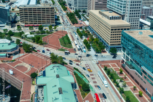 View of the Baltimore cityscape and roadways