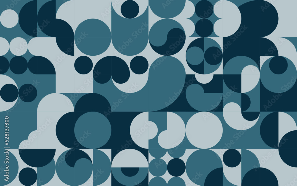 Monochromatyczna kompozycja - mozaika z geometrycznymi kształtami, kwadratami, elipsami. Powtarzający się wzór w stylu neo geometry do zastosowania jako tło do projektów. - obrazy, fototapety, plakaty 