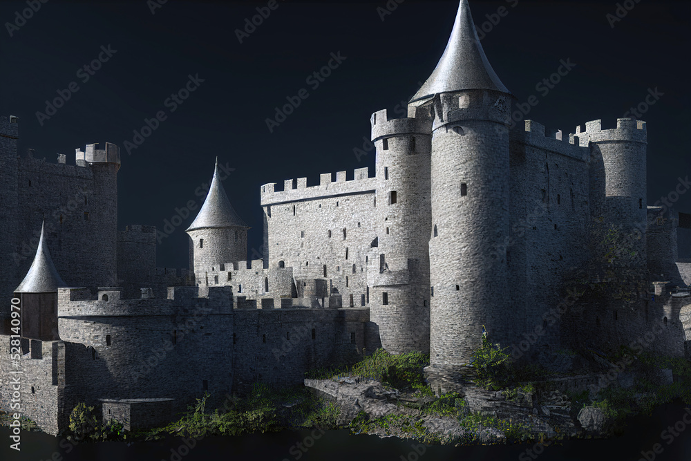 3D rendering Old fairytale castle