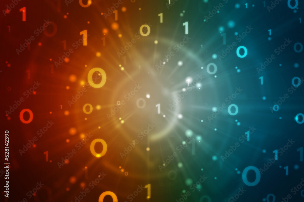 Obraz premium Binary Code Background, Digital Abstract technology background, flowing number one and zero text in binary code format in technology background. Internet Big data Concept