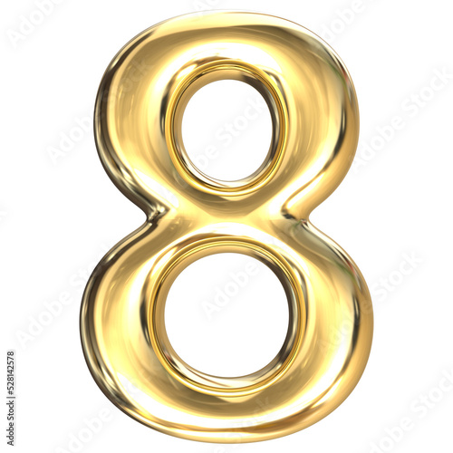 3d golden 8 percent symbol