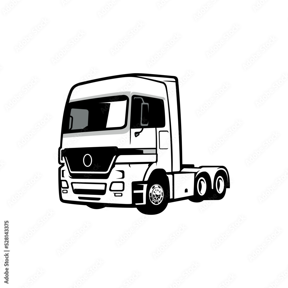 Trucking company illustration, semi truck, 18 wheeler ready made logo template