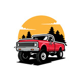 vintage pickup truck illustration vector.