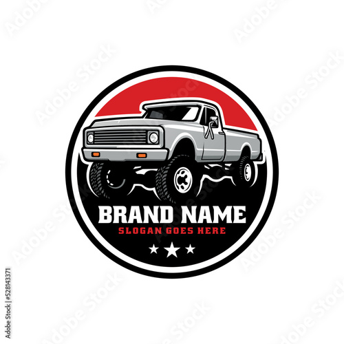 vintage pickup truck illustration logo vector, ready made logo