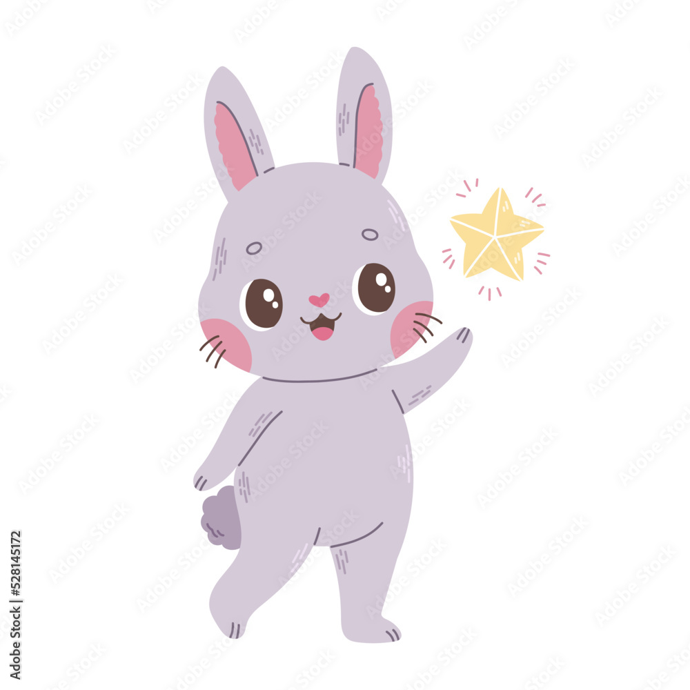 Cute little baby rabbit with star kids vector Cute little baby rabbit with star kids vector