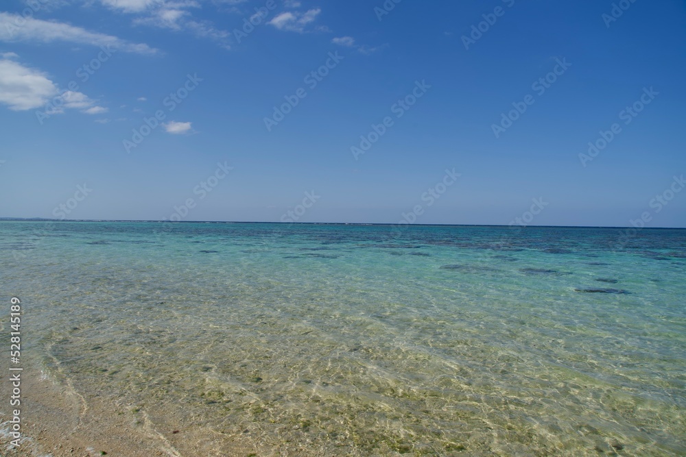 Beautiful seascape of Miyako Island seen from Aragusuku Beach