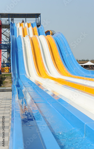 Obraz na plátně Water slide in a large water playground.