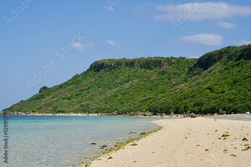 The beautiful view of Aragusuke Beach in Miyakojima.