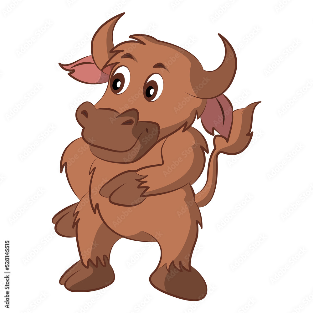 Obraz premium Buffalo coloring cartoon design on transparent background
