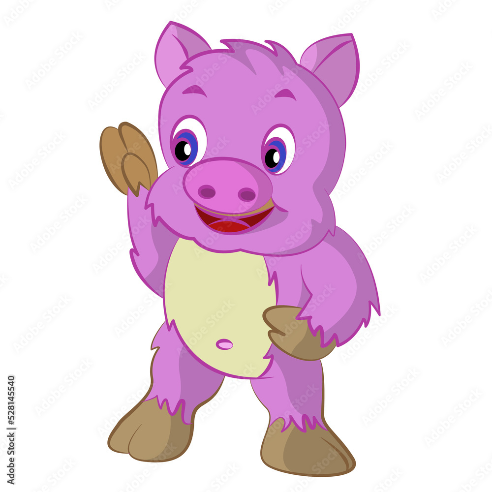 Fototapeta premium Pig coloring cartoon design on transparent background