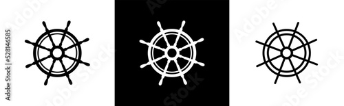 Steering wheel icon. Captain's steering wheel symbol. Ship wheel signs. Rudder vector illustration