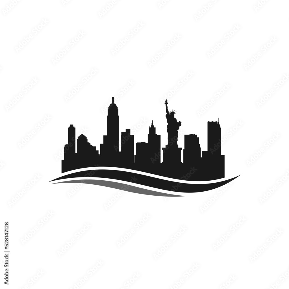 new york city skyline vector stock illustration