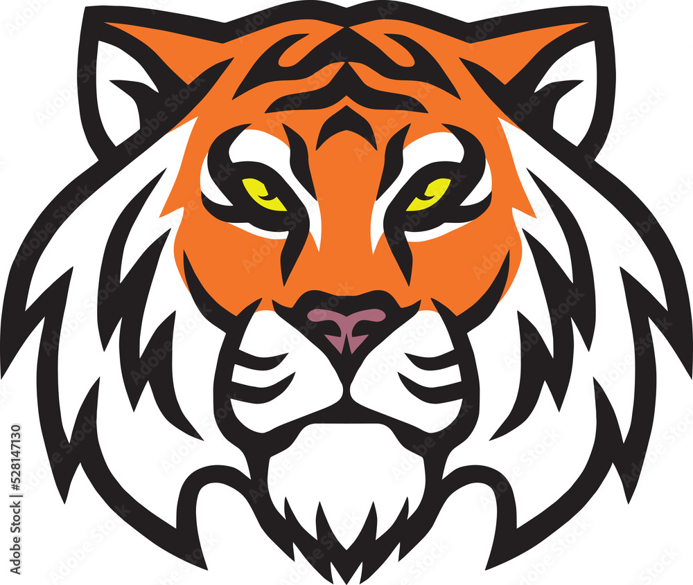 Fototapeta premium Tiger Head Logo Template Icon Mascot Design Illustration 