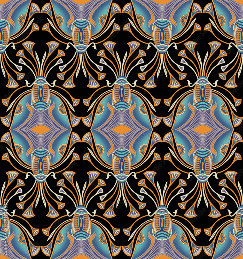 Mexican pottery Talavera. Portuguese tile azulejo. Damask floral