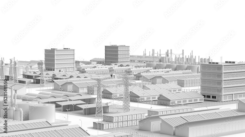 white industry model or smart industrial estate park with infrastructure development