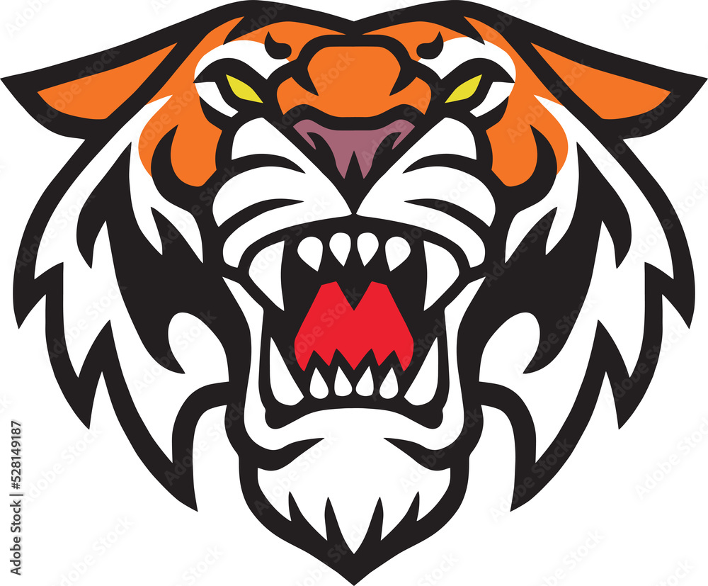 Tiger Head Logo Design Mascot Illustration 