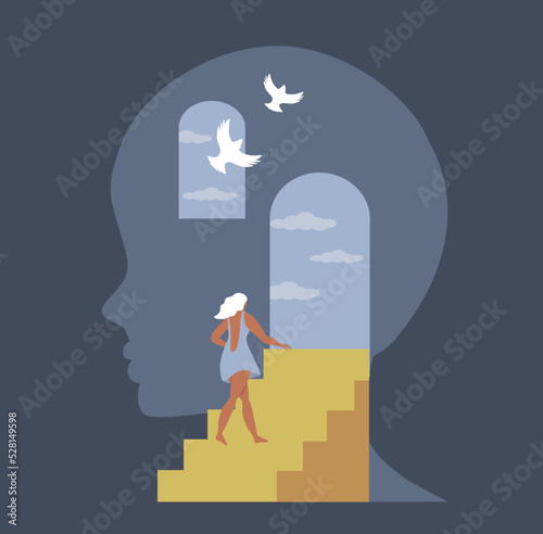 vector illustration on the theme of psychotherapy, mental health and psychoanalysis