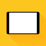 Black tablet with empty screen on yellow background, Vector.