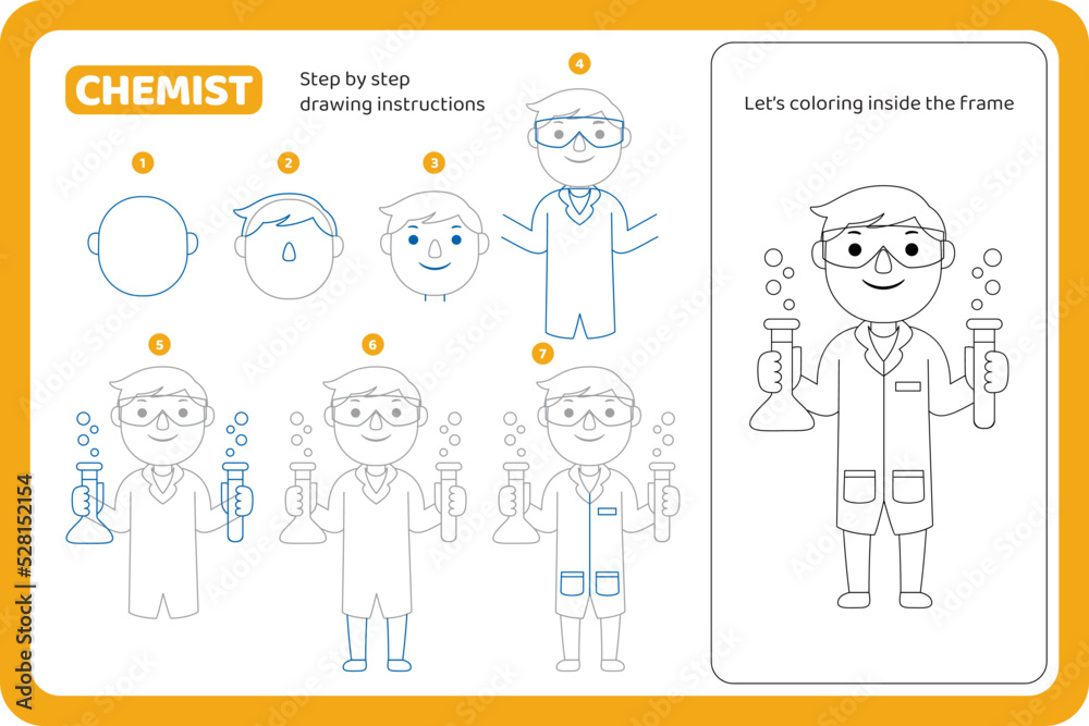 how to draw chemist profession tutorial vector