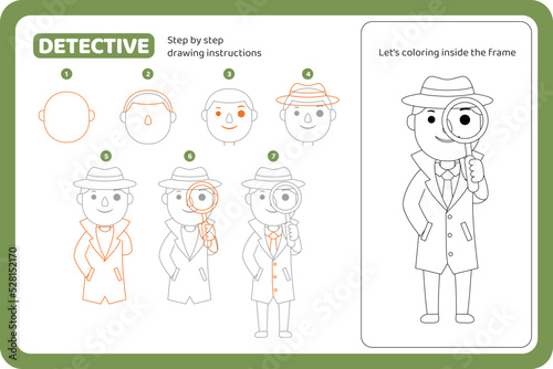 how to draw detective profession tutorial vector