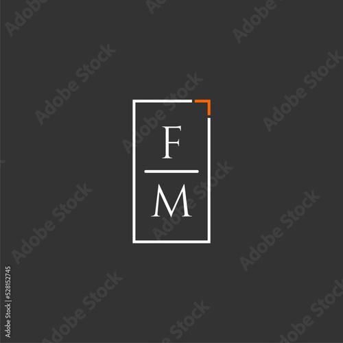 FM initial monogram logo for technology with square style design