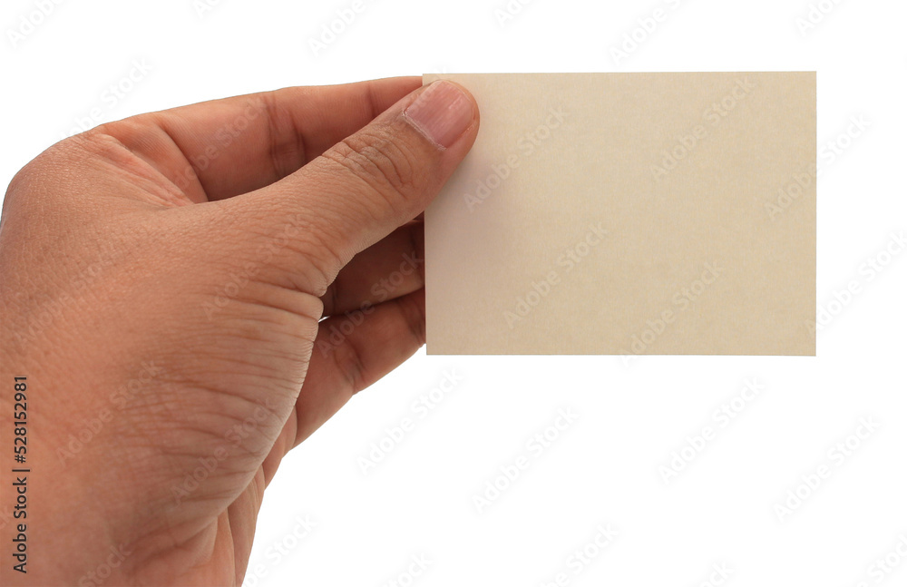 hand holding blank business name card on transparent background png file hand holding blank business name card on transparent background png file