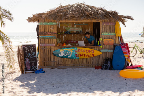 Surf lessons hut on the beach