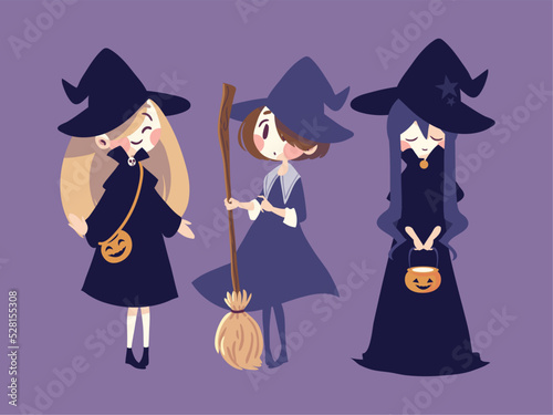 set of halloween witches