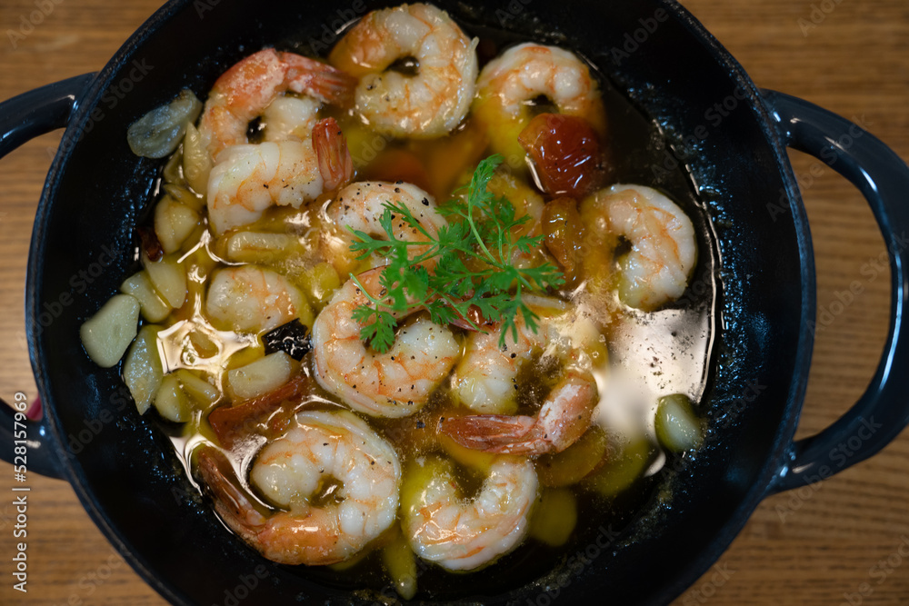 Gambas made with olive oil and shrimp Gambas made with olive oil and shrimp